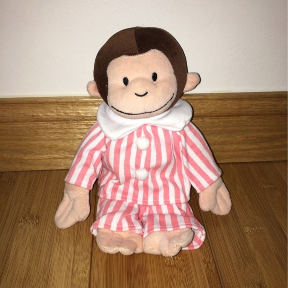 PBS Rare Vintage Curious George with Red/White Striped Pajamas Plush